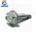 Zinc Plated Slotted Hex Head Self Drilling Screw